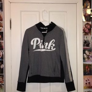 VICTORIA SECRET PINK dark gray 1/2 zip jacket